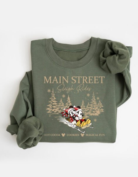 Retro Mickey Minnie Main Street Sleigh Rides Sweatshirt